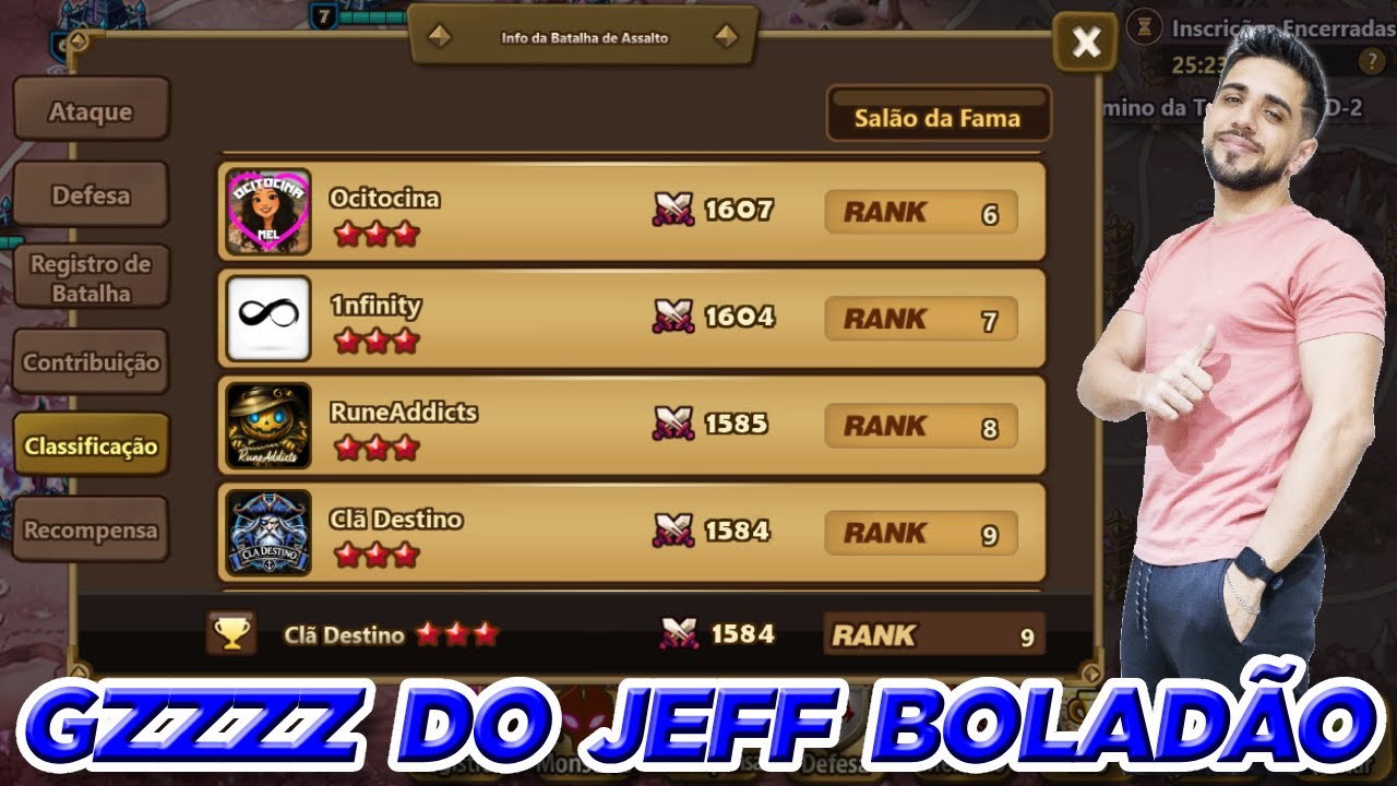 JEFF BOLAD&Atilde;O dano Gzzz pela Classifica&ccedil;&atilde;o no Summoners War |By: Cl&atilde; Destino