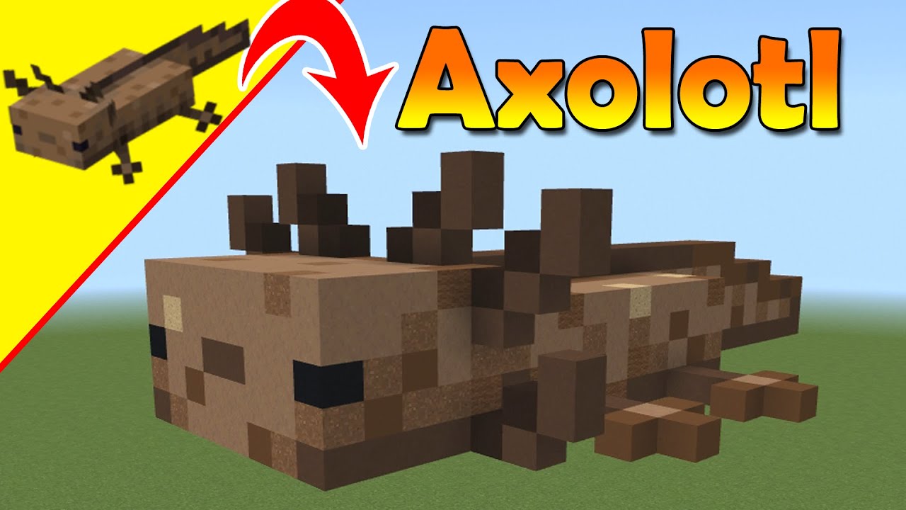 Brown Axolotl - Minecraft Axolotl Statue - Minecraft Mob Build Tutorial