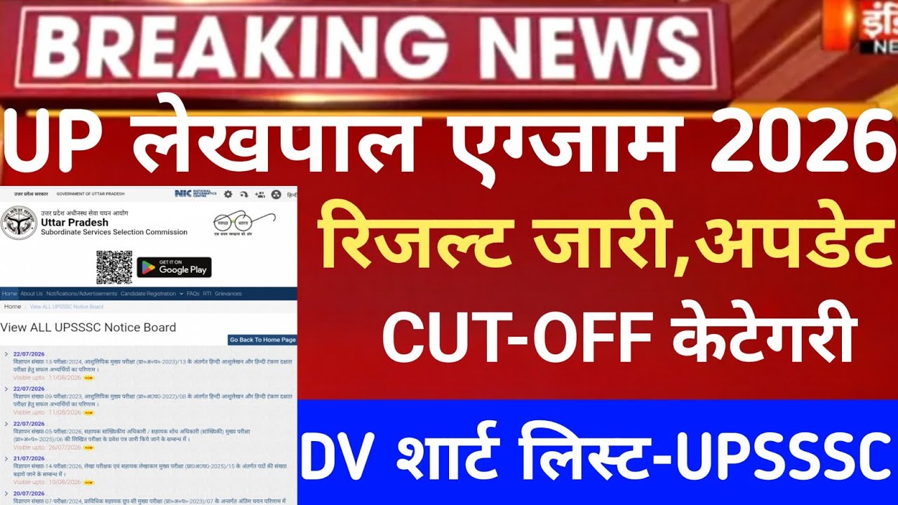 Up lekhpal Cut-Off 2025/up lekhpal result 2026/up lekhpal final CUT-OFF/Up lekhpal result date 2026
