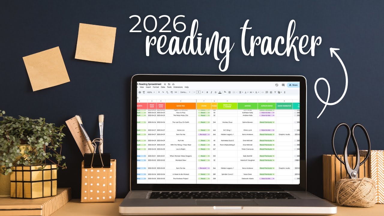 2026 reading tracker (free google sheets spreadsheet template)