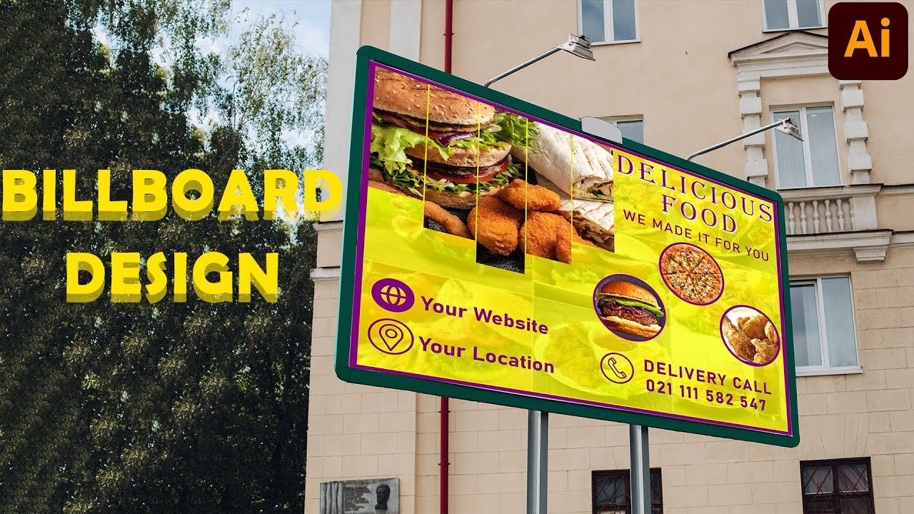 Billboard Design for Restaurant in Adobe Illustrator| Step by Step| Tutorial| Fantasy Graphic World