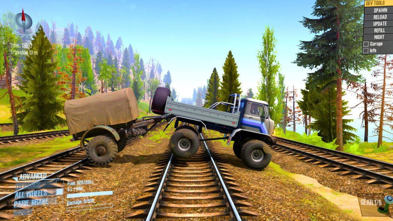 Cars VS Railway Crossing | Gameplay Part 143 #spintires #mudrunner