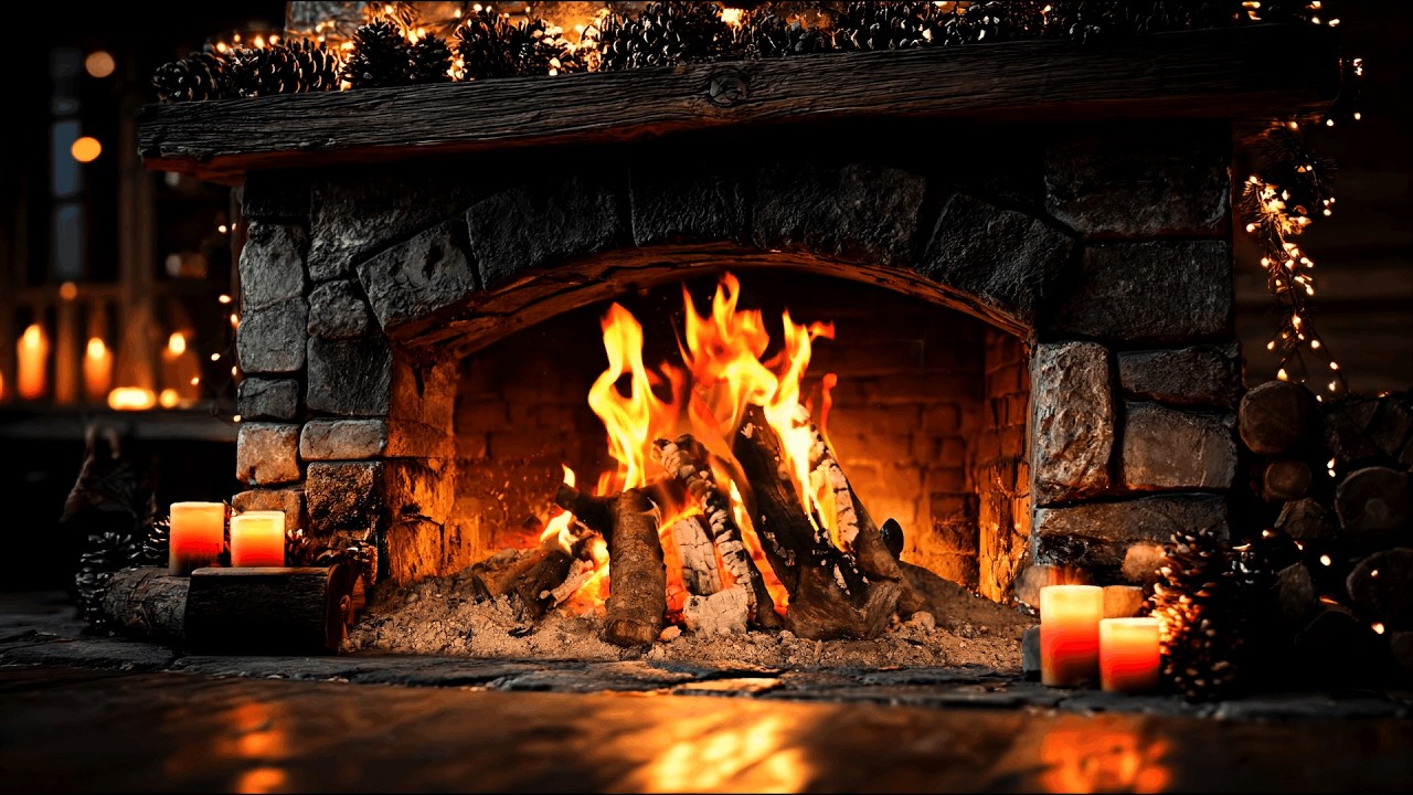 Cozy Spring Cabin Fireplace Ambience 4K 🔥 (12 Hours) with Soft Crackling Logs for Insomnia