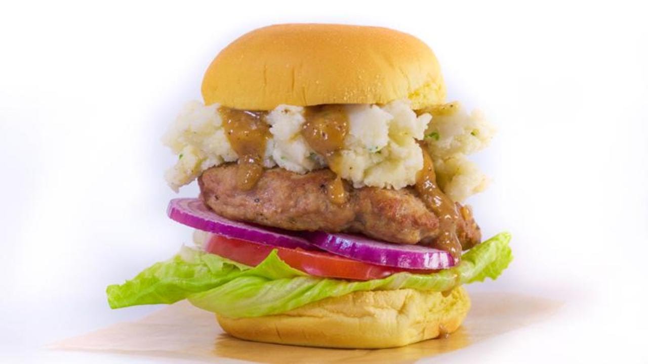 Turkey Burgers 'n Gravy on Potato Rolls