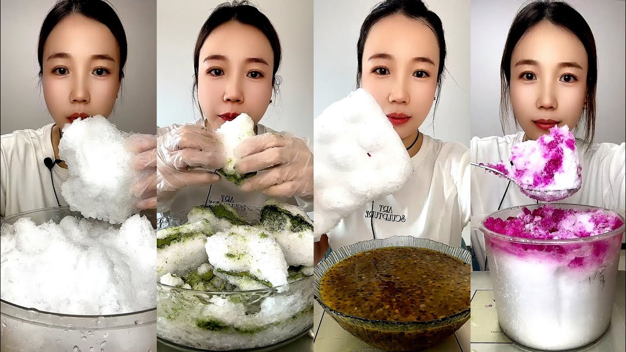 SOLO QIAN / ASMR WHITE ICE EATING / SHAVED ICE / ICE EATING MUKBANG