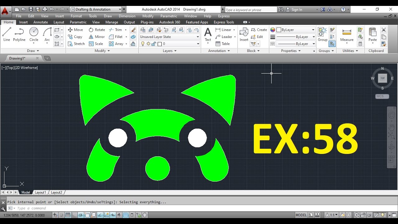AutoCAD 2D Practice Drawing / Exercise 58/ Simple Tutorial