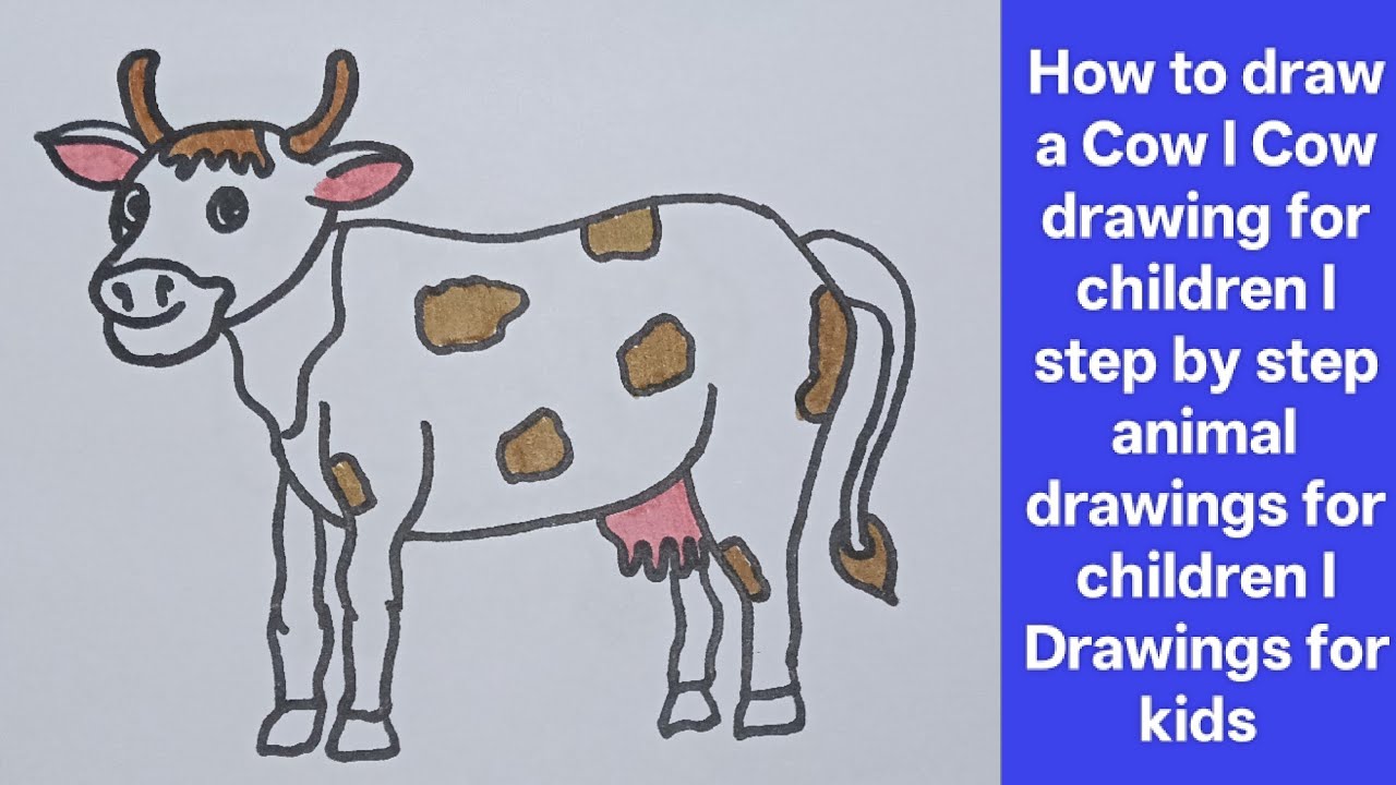 How to Draw a Cow l Animals drawing for children l step by step drawing tutorials for children l art