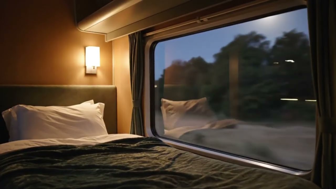 Midnight Train Sleeping Cabin Ambience | Deep Sleep White Noise
