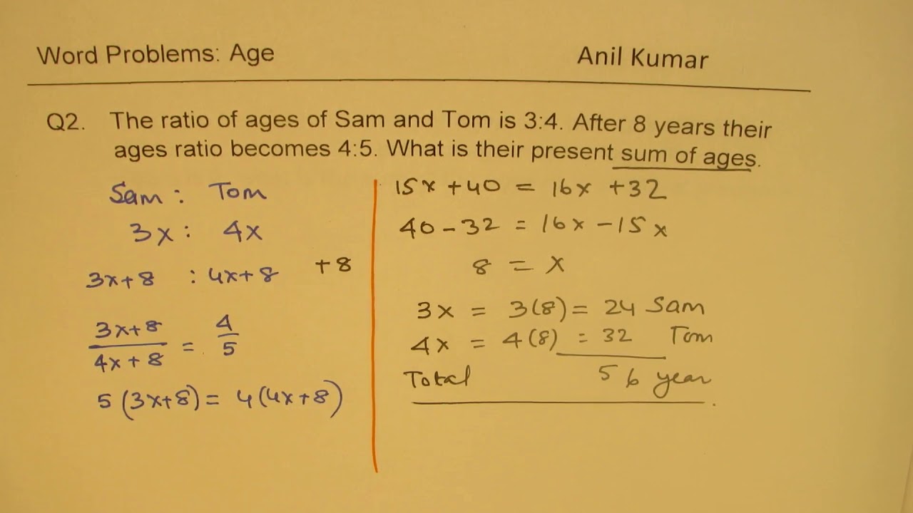 5 Worproblems related to Age Ratio Linear Systems | MPM2d