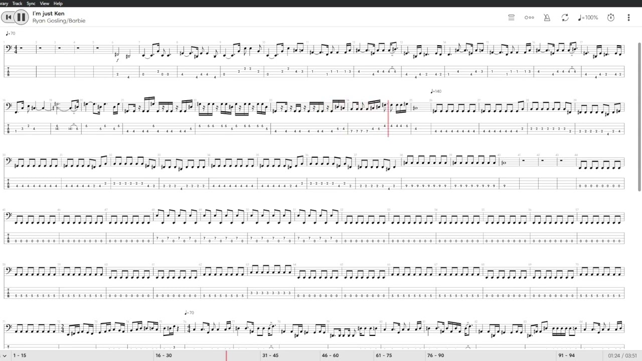 I'm just Ken - Ryan Gosling (Barbie movie) 5string - Bass tabs/cover