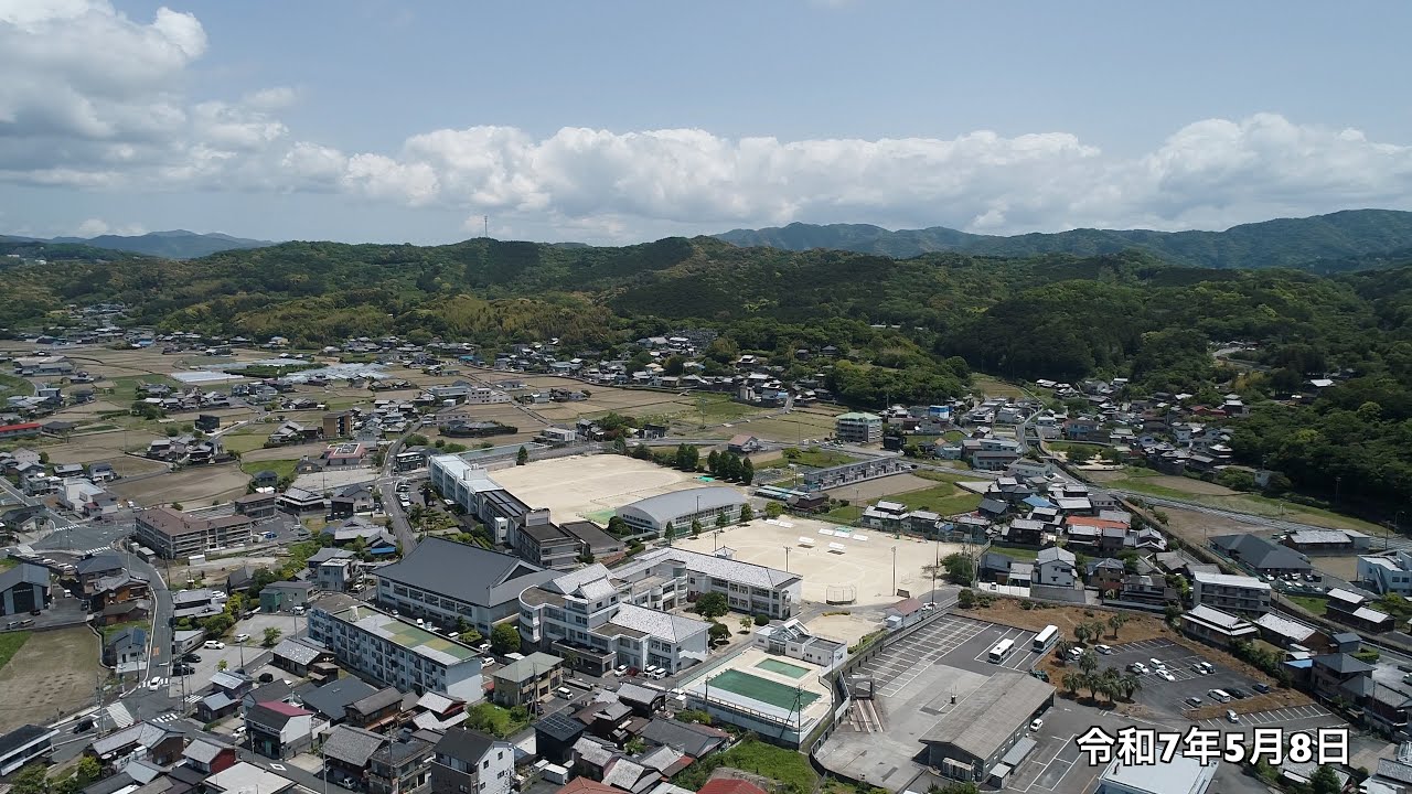 諏訪様上空から見る愛南町   4K