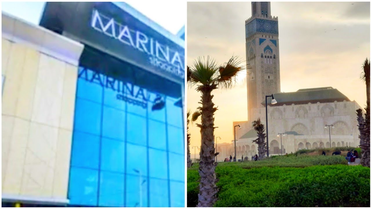 VLOG IN MARINA CHOPING CASA BLANCA 👍جولة قرب مسجد الحسن التاني والمركز التجاري مارينا شوبين