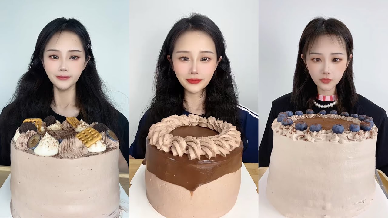 Eating Most Delicious Chocolate Creamy Cake 🍰 ( soft chewy sounds ) 크림 케이크 먹방  MUKBANG Satisfying