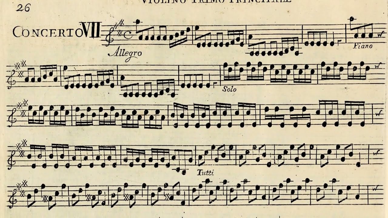 VIVALDI | Early Violin Concerto RV 338 in A major | 1730 print