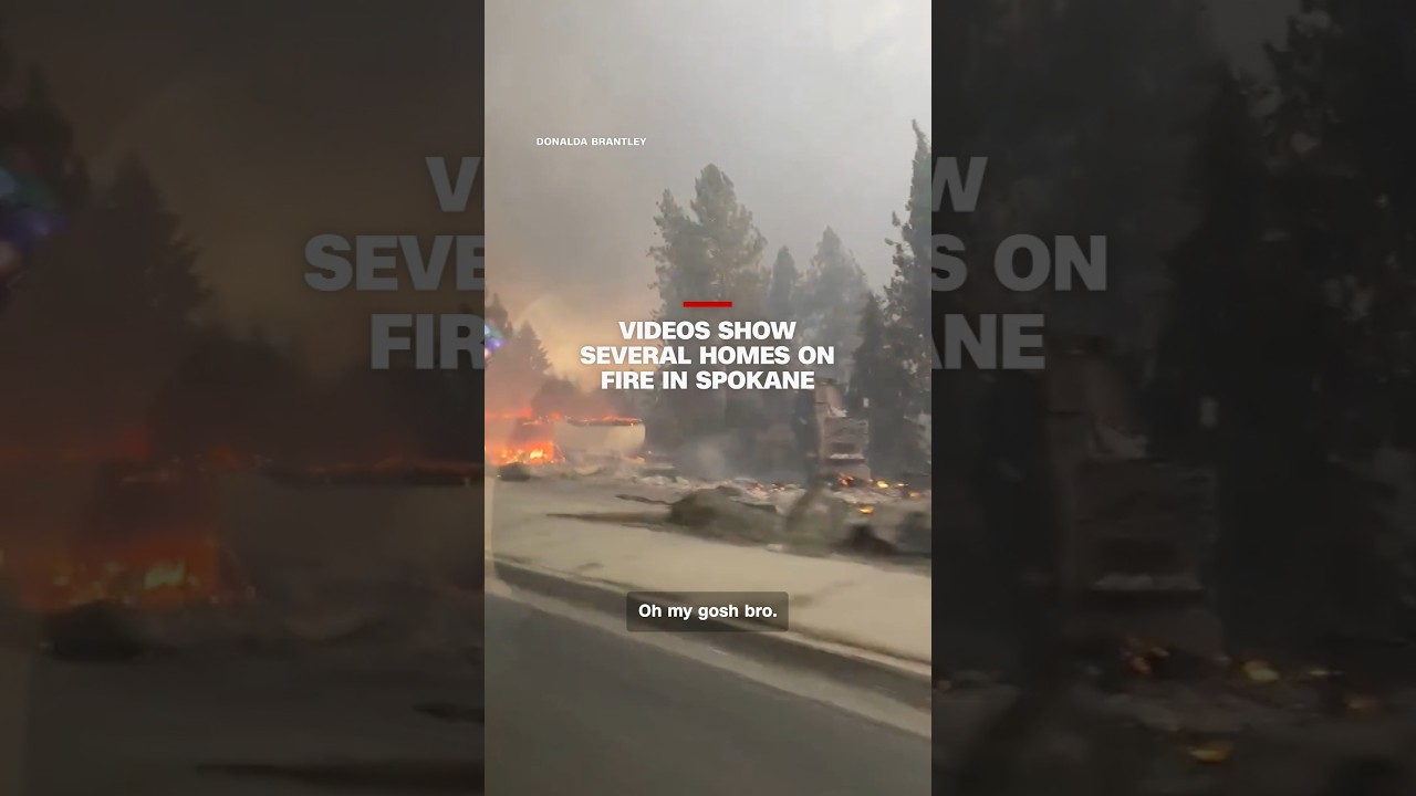 Videos show several homes on fire in Spokane