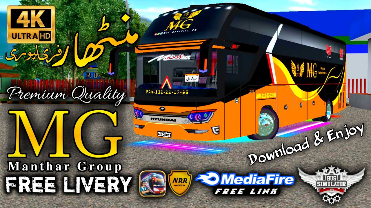 Livery Of MG Double Glass | Manthar Group Hyundai Double Glass Bus | MG Bus Livery For Bussid | NRR