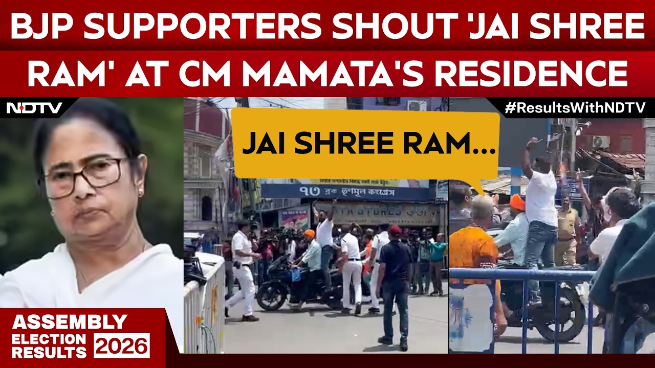 Bengal Results | BJP Supporters Shout 'Jai Shree Ram' Slogans Outside Mamata Banerjee's Residence