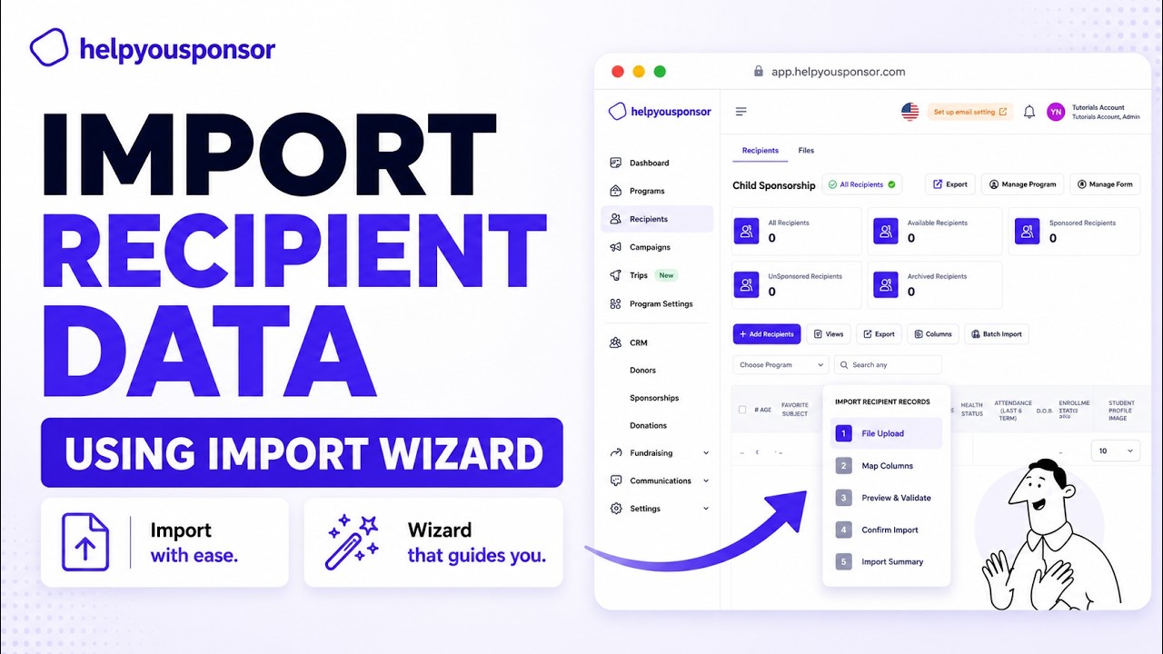 Importing Recipient Data for Child Sponsorship Program