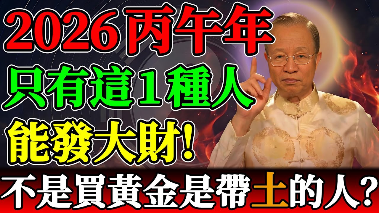 2026年只有這「一種人」能發大財，不是買黃金，而是有「土」的人！#曾仕強 #易經 #2026預言 #經濟崩盤 #赤馬紅羊劫 #九紫離火運 #五行生剋 #財運 #火旺金熔 #培土 #保命錦囊