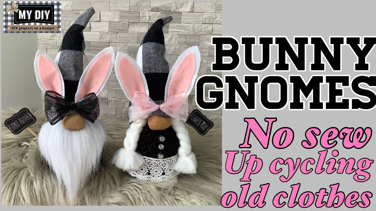 NO SEW GNOME DIY | BUNNY GNOME| BUFFALO CHECK GNOME | UPCYCLE OLD CLOTHES!