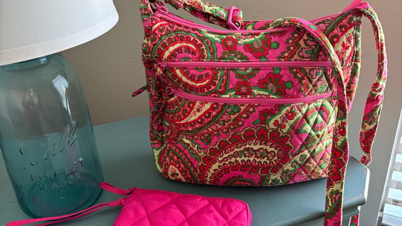 Vera Bradley: Capri Pink Trio Zip Hipster, 3 Pouch Set, Essential Zip Wristlet, Zip ID, etc…