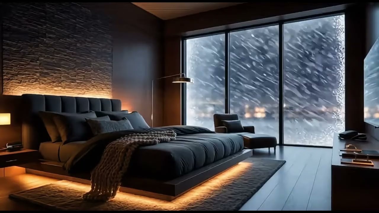 Heavy Snowstorm Outside the Window | Cozy Room Ambience ❄️🔥