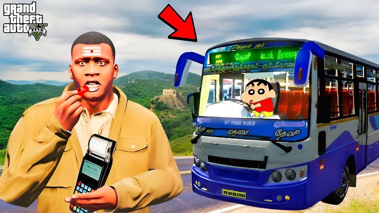 GTA 5: Shinchan & Franklin Became TN Government Bus Driver 😱 | TNSTC Bus Job Tamil Mod Gameplay