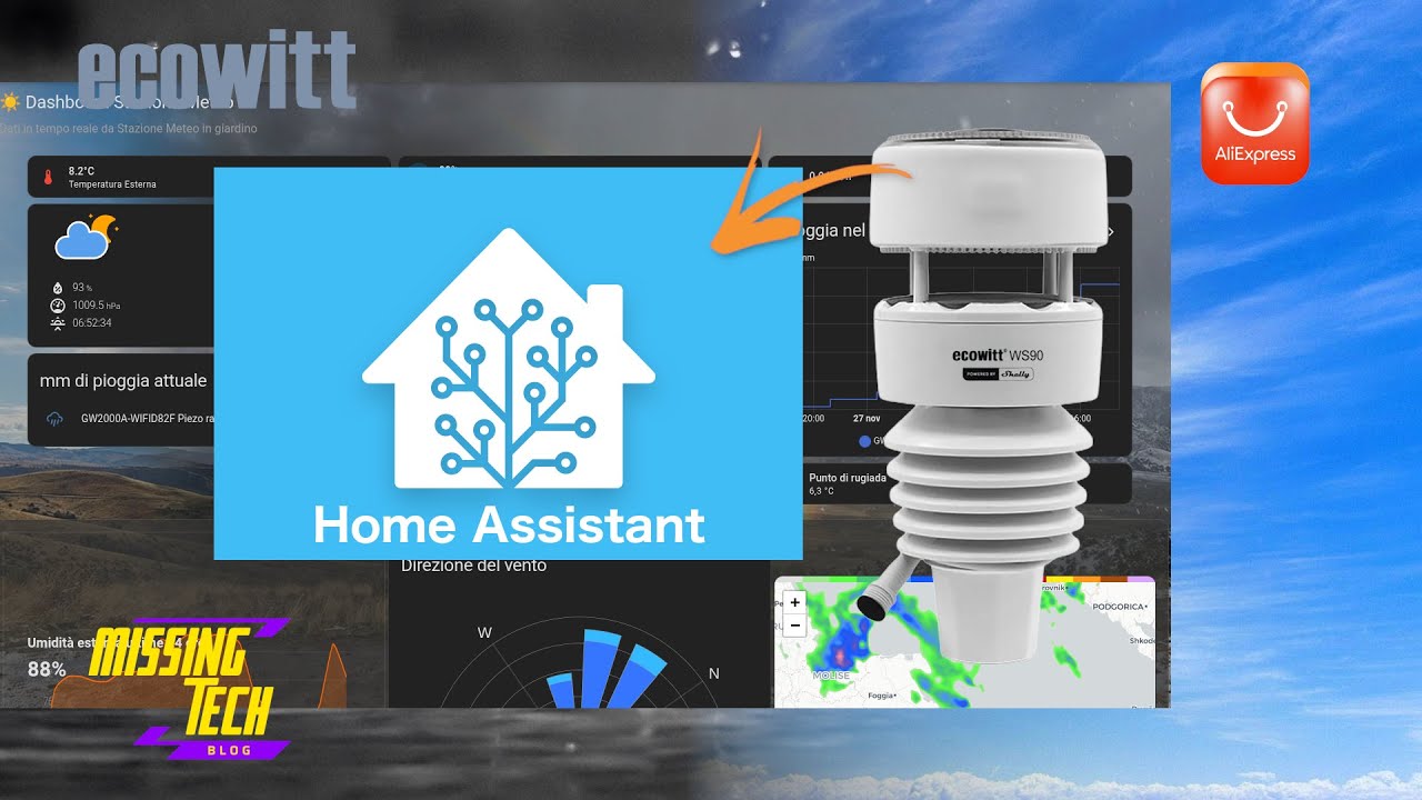 Ecowitt WS90 stazione meteo, integrazione locale in Home Assistant e creazione dashboard meteo