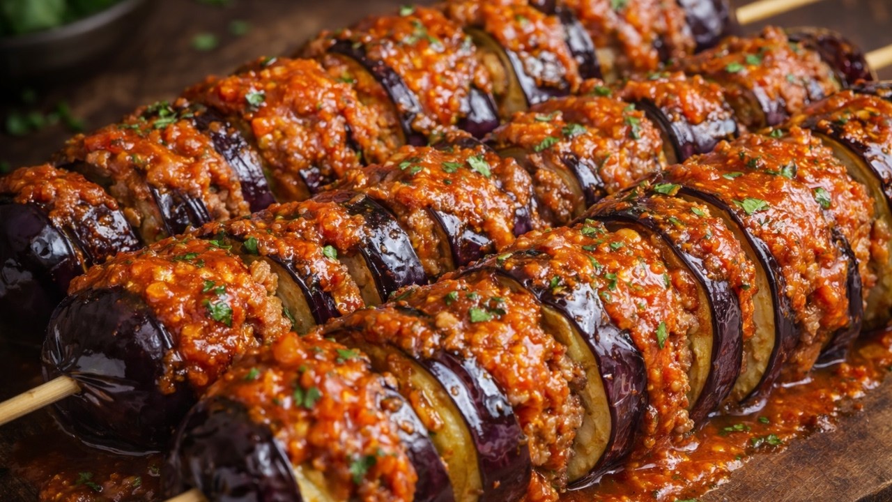 The eggplant that amazes evryone! Eggplant recipe! Stuffed eggplant skewers.