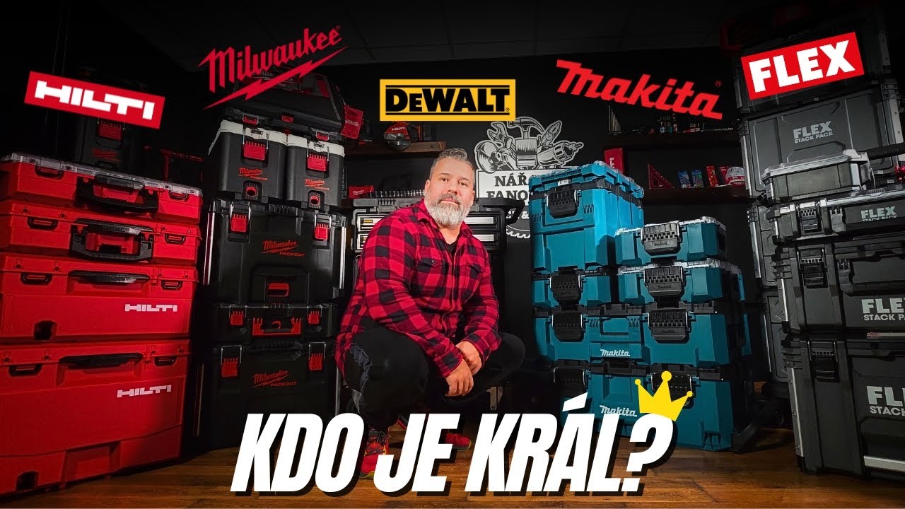 Hledáme krále 👑 mezi úložnými systémy | Milwaukee, Makita, DeWalt, Hilti, Flex
