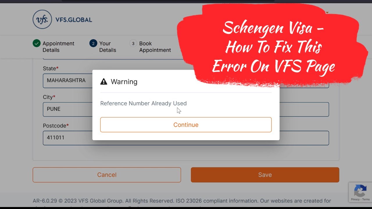 Reference Number Already Used ERROR SOLVED | Schengen VISA | How To Fix This Error in VFS | France