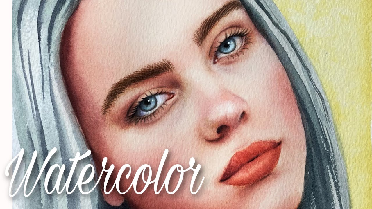 watercolor painting Billie Eilish EASY for beginners
