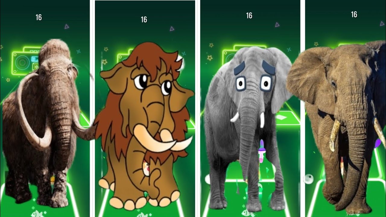 Tiles Hop - Мамонт🆚 Слон 🆚 Забавный мамонт 🆚 Забавный слон 🎶 Tiles Hop EDM Rush