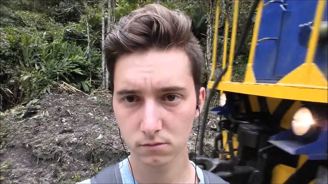 Selfie kicked in head by train (slow motion)