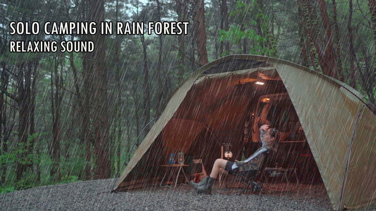 ☔️ Camping alone in the deep mountains · Isolation · Rain sound · ASMR