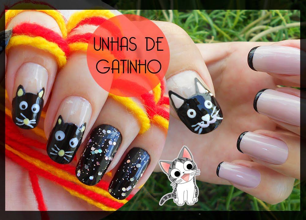 Unhas decoradas de gatinho - Ideia Rosa