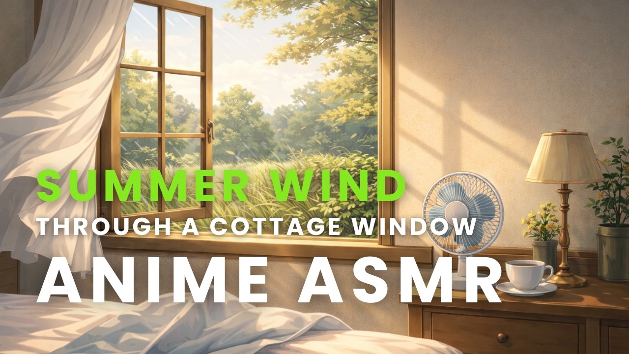 8 Minutes of Summer Wind Through a Cottage Window 🌿 | Countryside Anime ASMR (No Talking)