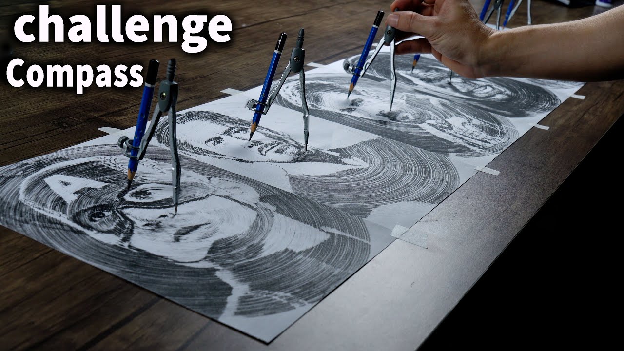 CHALLENGE | Use Compass To Draw Many Drawings On One Sheet Of Paper