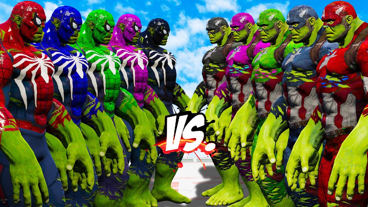 TEAM CAPTAIN HULK COLOR VS TEAM SPIDER HULK COLOR - HULK BATTLE - EPIC SUPERHEROES WAR