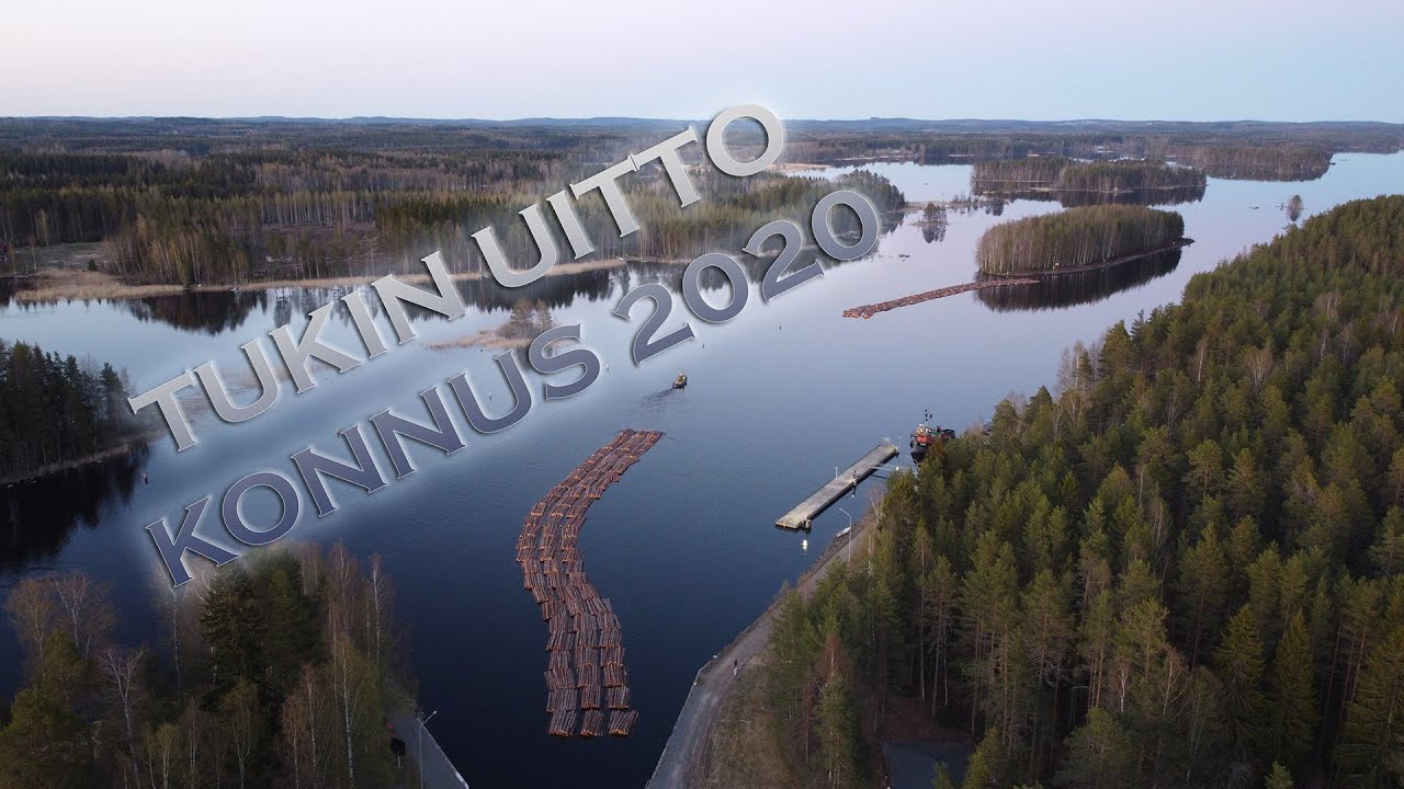 Tukkinipun uitto kanavan läpi Konnuksella 2020