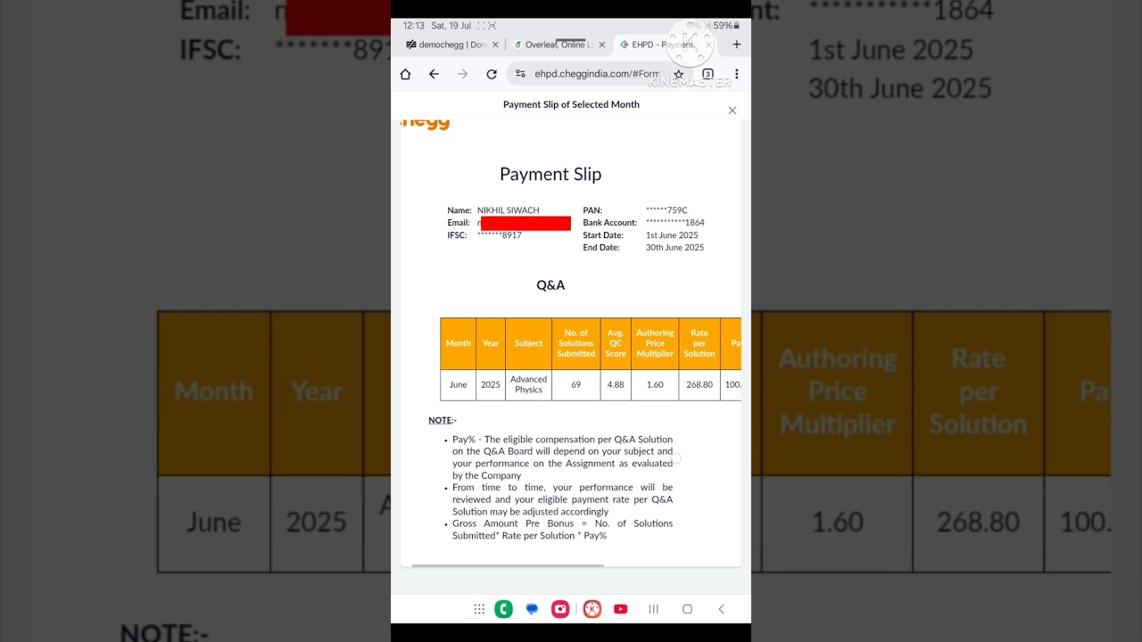 &ldquo;₹16,600 Earned in JUNE 2025 from CHEGG! 💸 | My HIGHEST Monthly Income as a Chegg Expert! 🔥&rdquo;#CHEGG