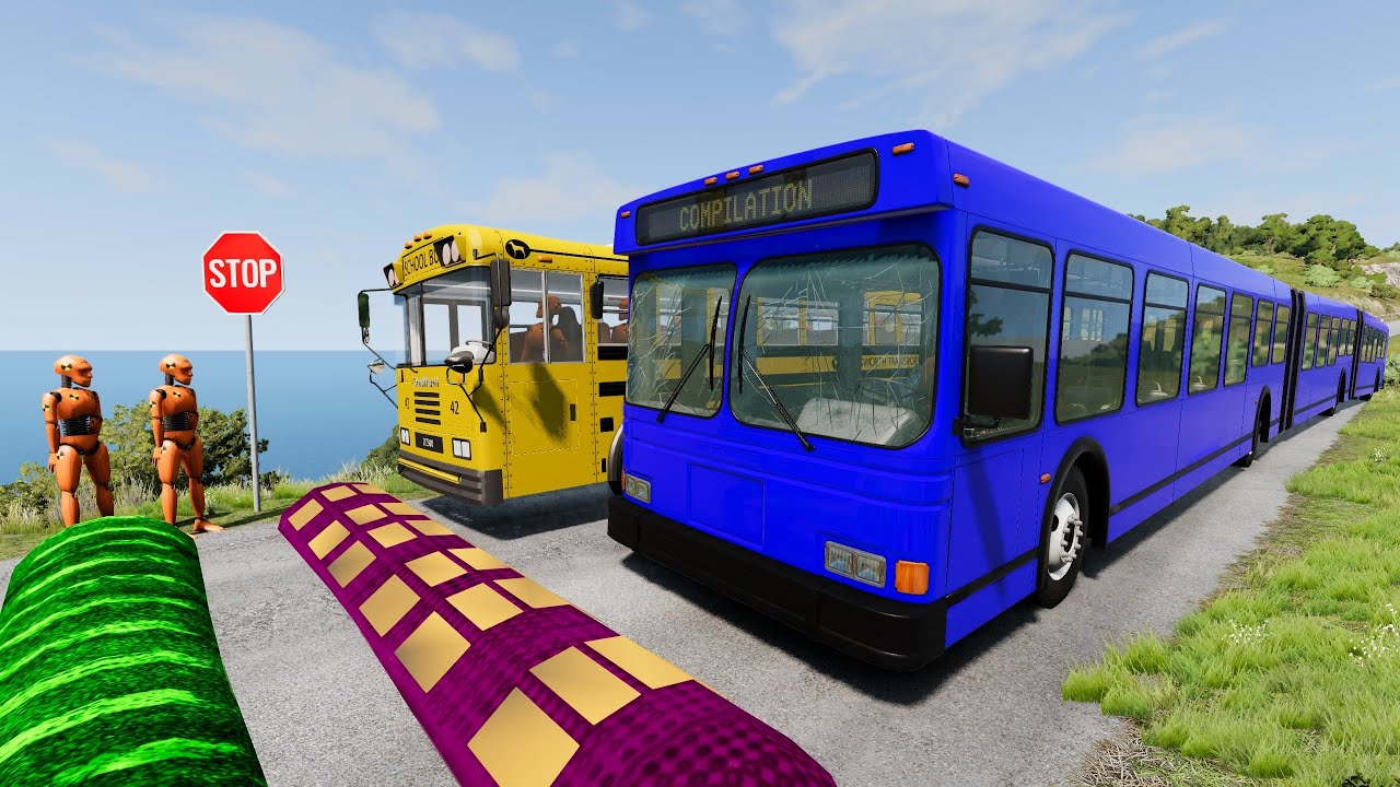 Buses vs Massive ⚠️ Speed Bumps⚠️ #5 – BeamNG.Drive