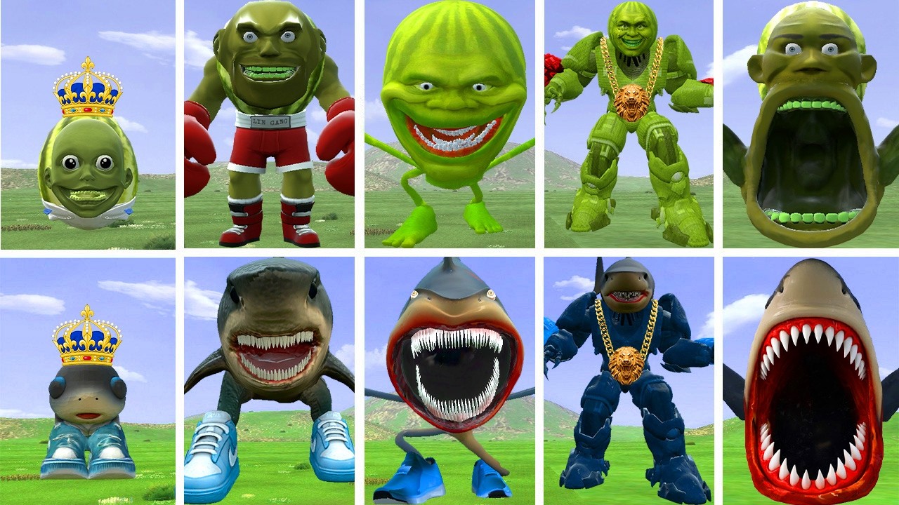 THE STRONGEST EVOLUTIONARY FORMS OF THE LINGANG MELON VS THE TRALALERO TRALALA IN GARRY'S MOD!