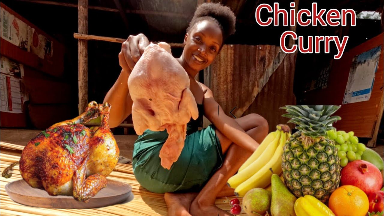 Authentic juicy tasty and tender  curry chicken cooked along side cassava ugali the African way