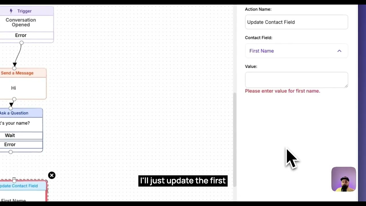 Action 5: Update Contact Field &ndash; Capture & Store Customer Data