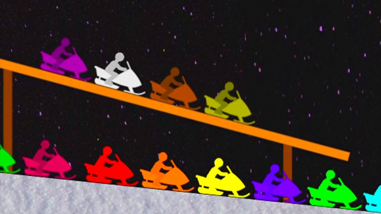Stickman snowmobile survival race in Algodoo