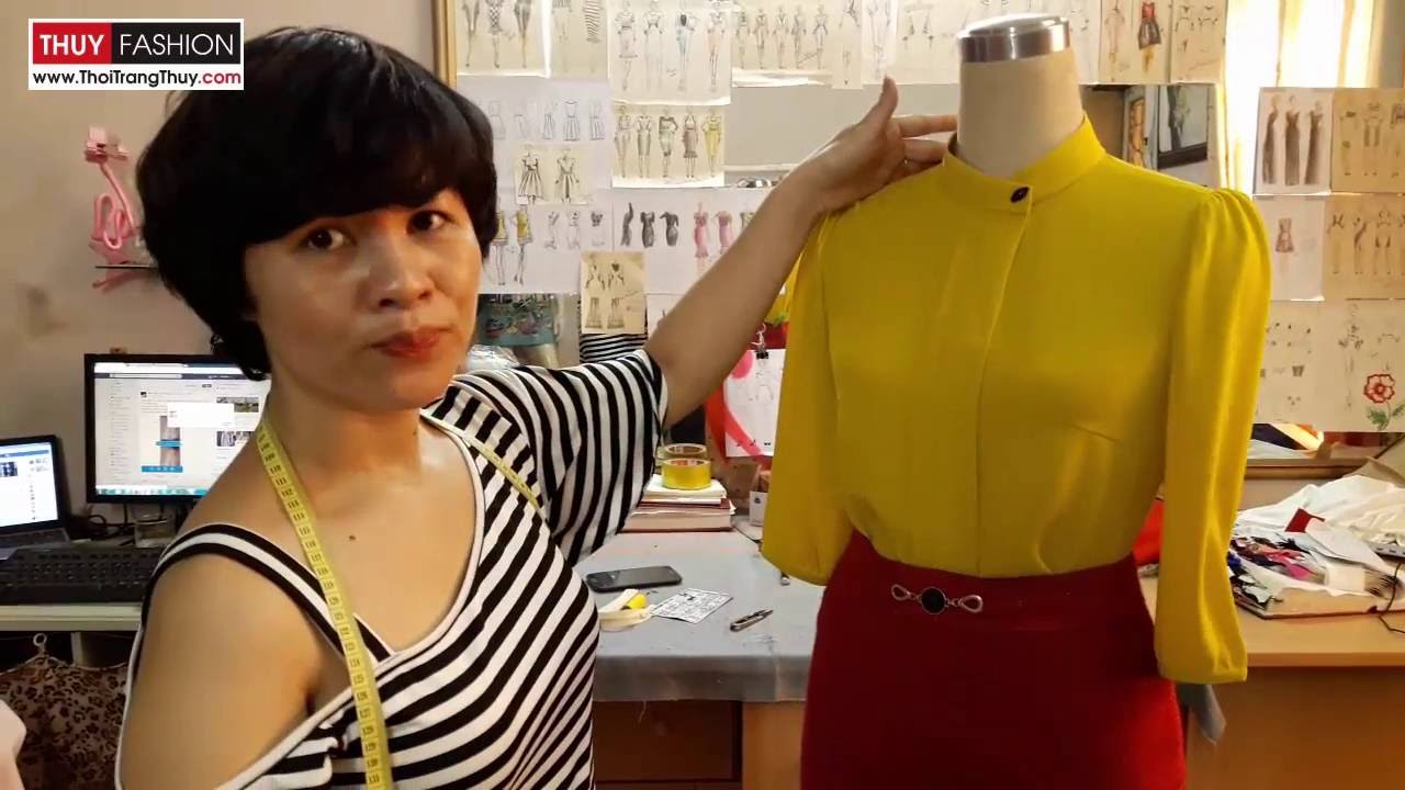 May áo sơ mi nữ cổ tàu, nẹp bong - Phần 1: Thân áo và Tay áo Thời Trang Thủy - Sewing a shirt