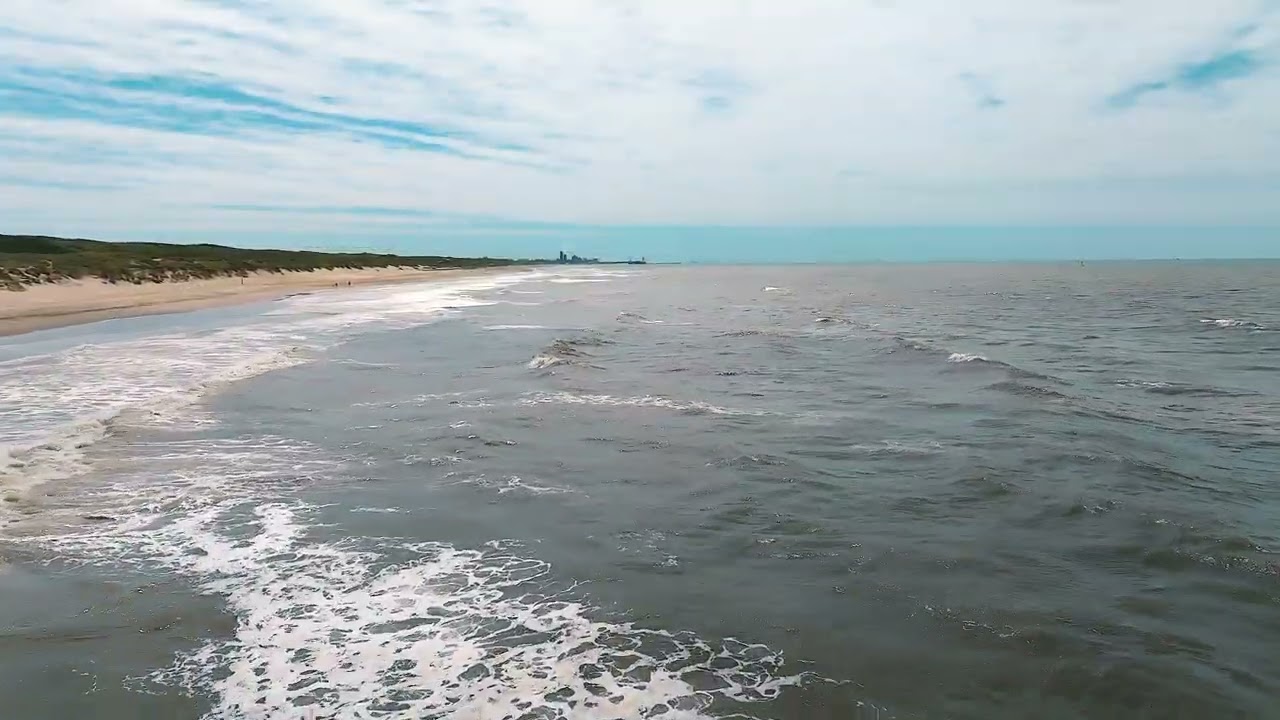 Beach Noordzeestrand in Wassenaar, The Netherlands  - 4K Cinematic Drone Video