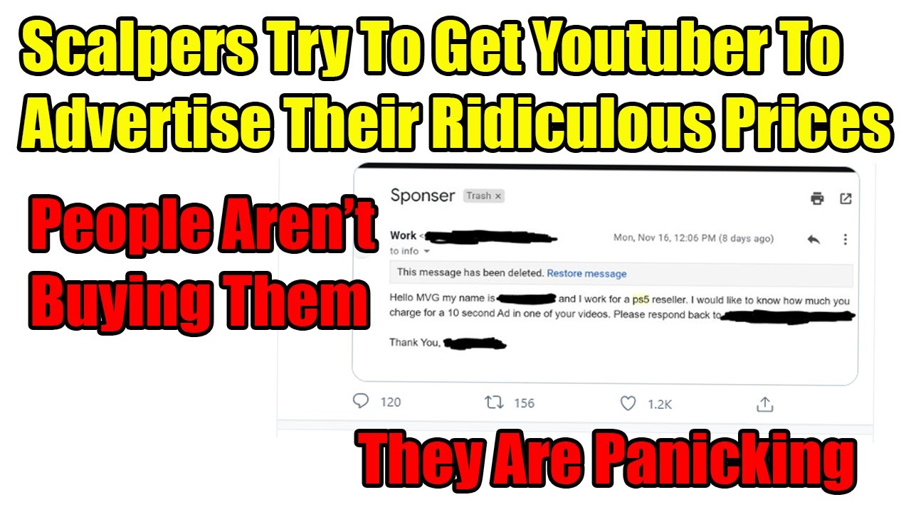 Scalpers Try To Get Youtuber To Advertise Their PS5s, They Are Panicking They Can't Sell Them