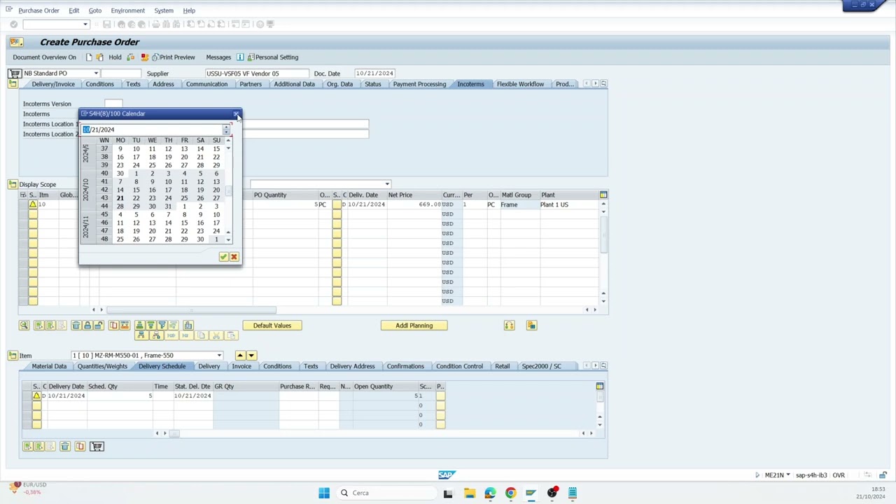 How to create a Purchase Order in Sap ME21N